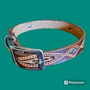 TEXAS LEATHER MFG Brown Western Leather Dog Collar NWOT